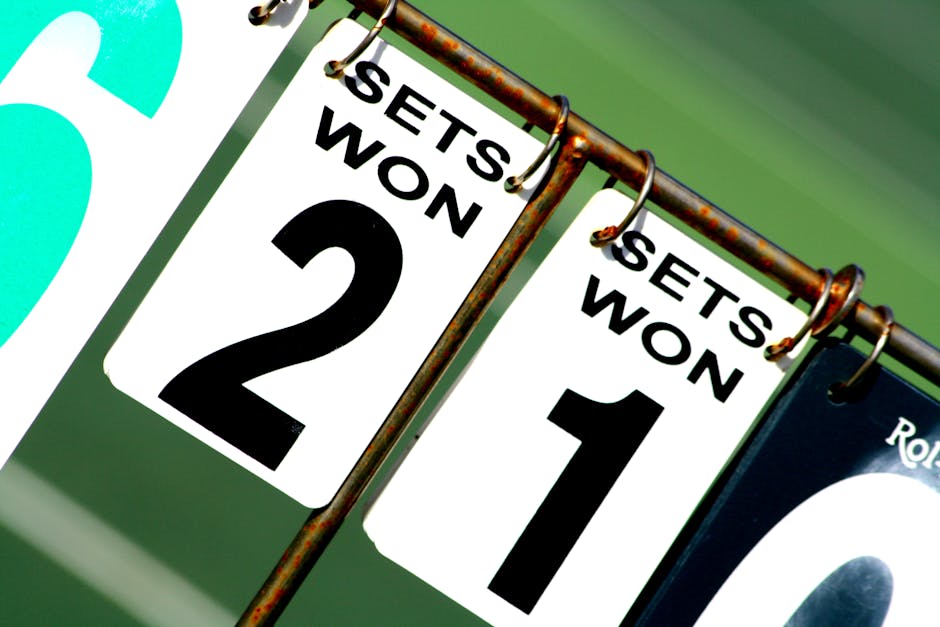 Scoreboard showing sets won 2 indicating peak performance